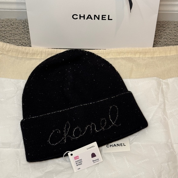 Chanel Black Sequin Cashmere Beanie main image 9
